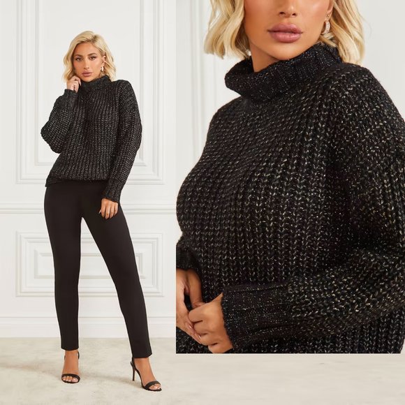 NWT New $170 Guess Marciano Wool Blend Black Made In Italy Sweater Size S - Picture 2 of 15